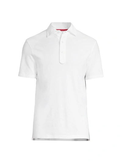 Shop Isaia Men's Slim-fit Cotton Piqué Polo In White