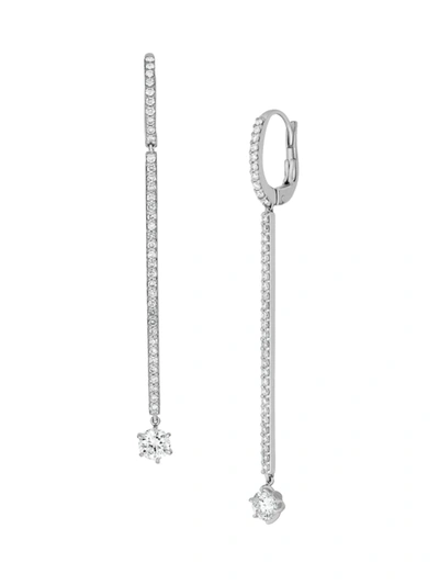 Shop Roberto Coin Women's 18k White Gold & Diamond Long Matchstick Drop Earrings