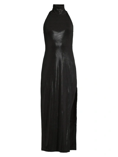 Shop Norma Kamali Women's Halter Neck Gown In Black