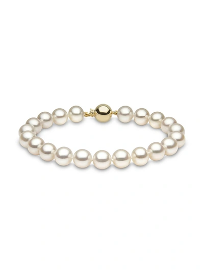Shop Saks Fifth Avenue Women's 14k Gold & Freshwater Pearl Bracelet In White