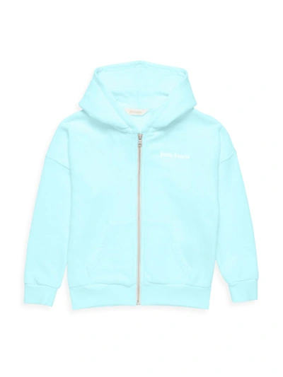 Shop Palm Angels Little Girl's & Girl's Classic Logo Zip-up Hoodie In Light Blue