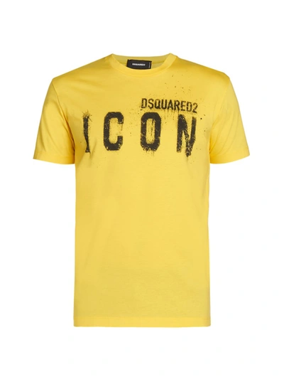Shop Dsquared2 Icon Spray Logo T-shirt In Yellow
