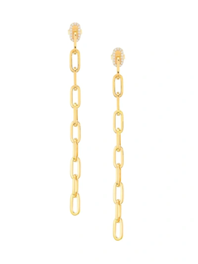 Shop Roberto Coin Women's 18k Yellow Gold & Diamond Long Chain Drop Earrings