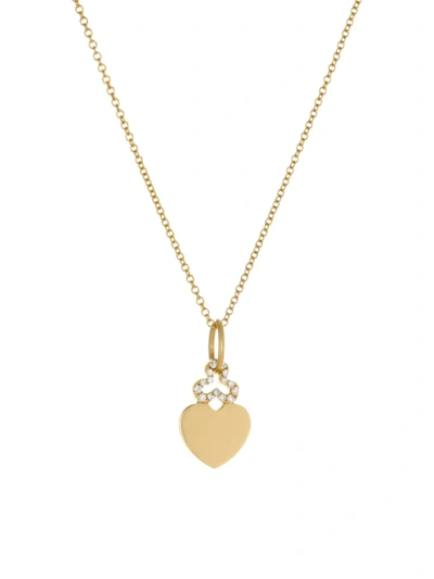 Shop Devon Woodhill Women's 14k Yellow Gold & Diamond Mini Hidden Diamond Heart Pendant Necklace