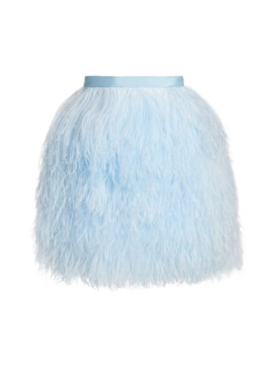 Shop Brandon Maxwell Feather Mini Skirt In Powder Blue