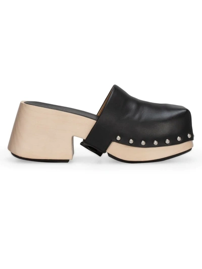 Shop Marsèll Women's Studded Leather Clogs In Black