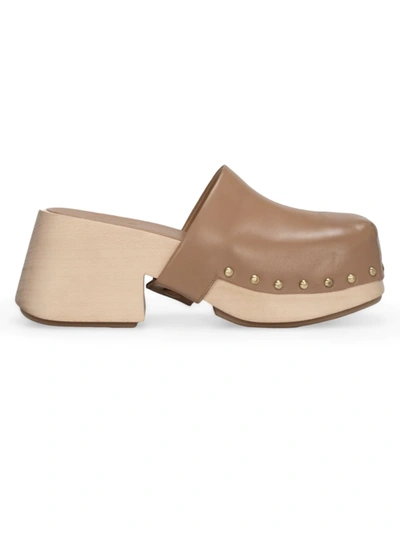 Shop Marsèll Women's Studded Leather Clogs In Caramel