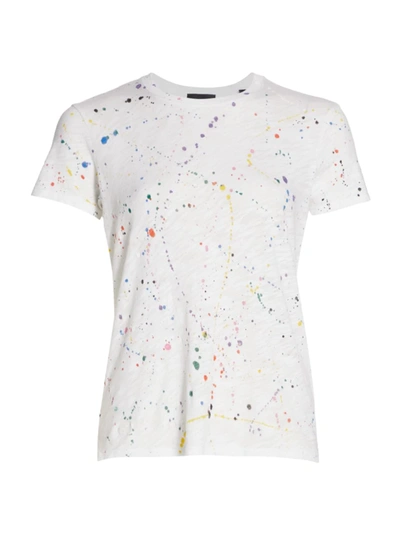 Shop Atm Anthony Thomas Melillo Women's Splatter Painted T-shirt In White Combo
