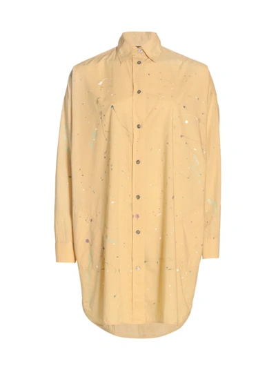 Shop Atm Anthony Thomas Melillo Splatter Painted Shirtdress In Butter Combo