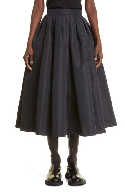 Shop Alexander Mcqueen Pleated Faille Skirt In Black
