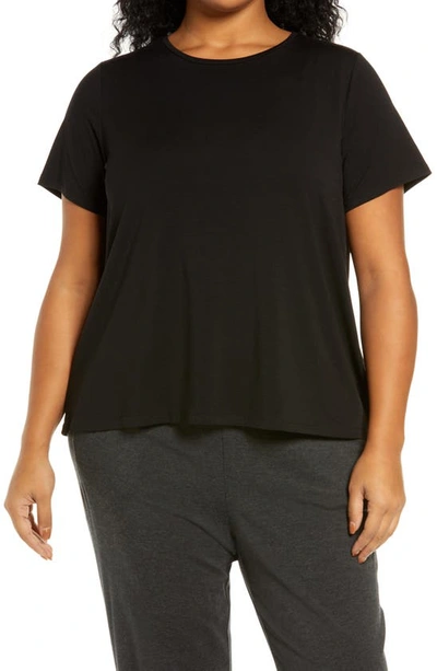 Shop Eileen Fisher Fine Stretch Jersey T-shirt In Black