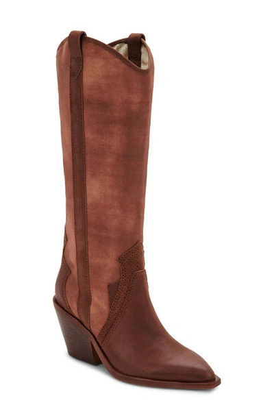 Shop Dolce Vita Navene Western Boot In Chocolate Leather