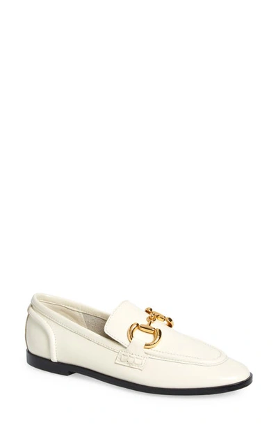 Shop Jeffrey Campbell Velviteen Bit Loafer In Ivory Gold