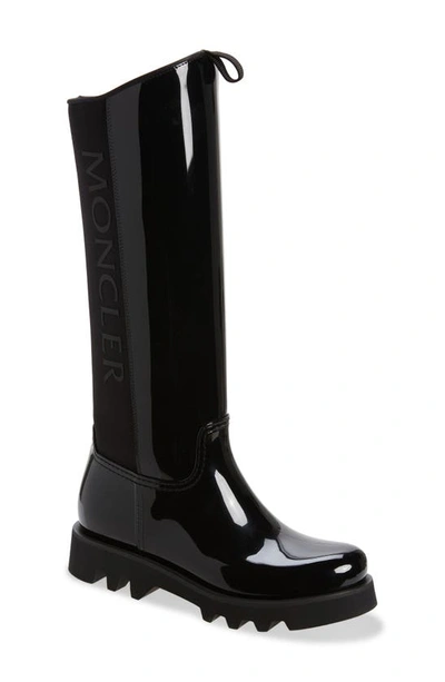 Shop Moncler Gilla Waterproof Knee High Rain Boot In Black