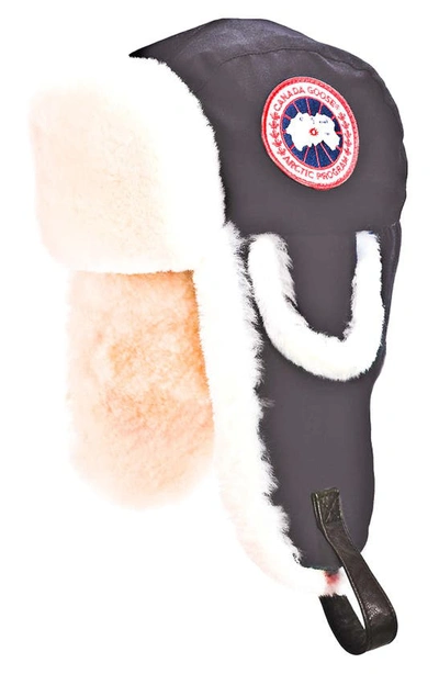 Shop Canada Goose 'arctic' Tech Pilot Hat With Genuine Shearling Lining In Black
