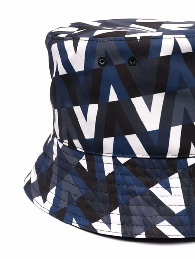 Shop Valentino Reversible Optical  Bucket Hat In Blau