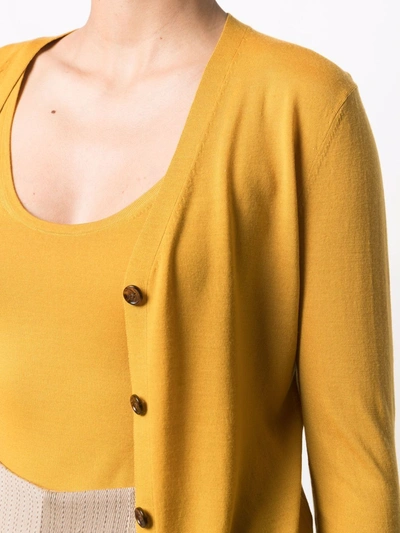 Shop Chloé V-neck Wool Cardigan In Yellow