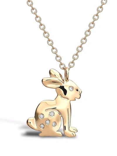 Shop Pragnell 18kt Yellow Gold Zodiac Rabbit Diamond Pendant