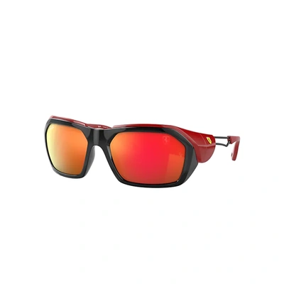 Shop Ray Ban Rb4367m Scuderia Ferrari Collection Sunglasses Red Frame Red Lenses 59-19
