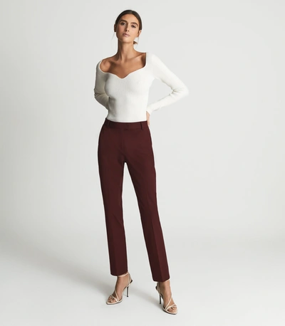Shop Reiss Slim Fit Tailored Trousers In Maroon
