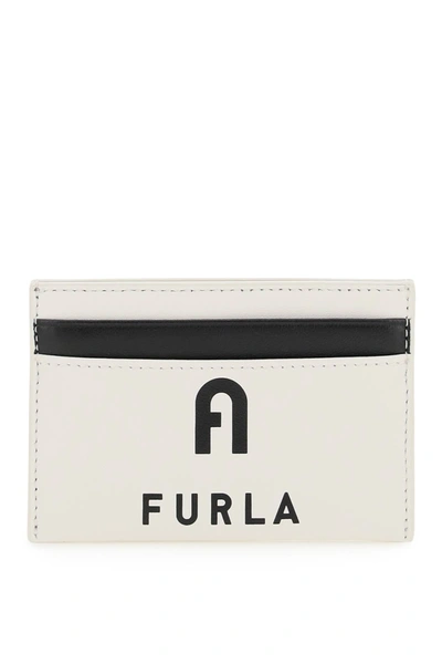 Shop Furla Iris Logo Printed Card Holder In White