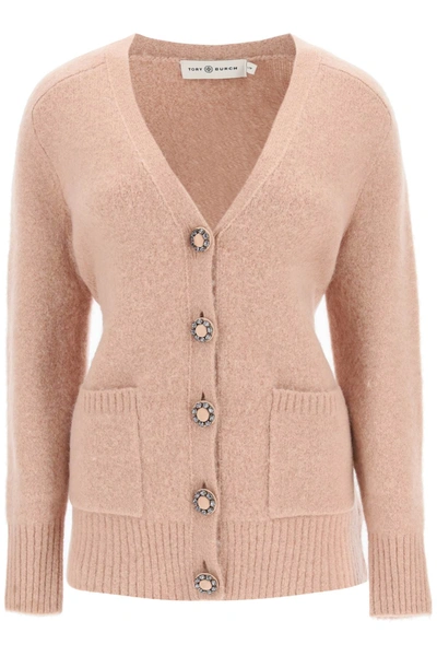 Tory Burch Jewel-button Alpaca-blend Cardigan In Pink | ModeSens