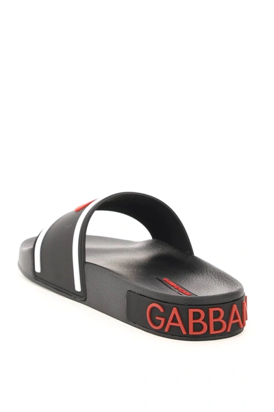 Shop Dolce & Gabbana 'i Love Dg' Rubber Slides In Black,white