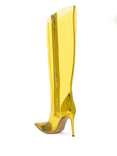 Shop Alexandre Vauthier Translucent Knee-high Boots In Yellow