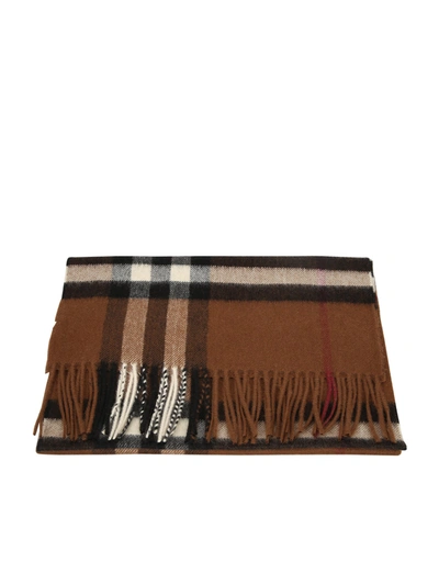 Shop Burberry Cashmere Scarf In Brown