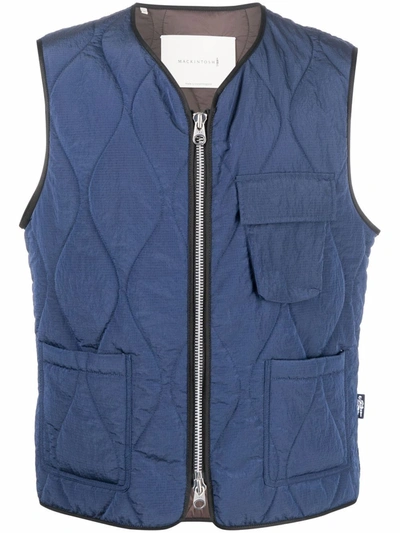 Shop Mackintosh General Quilted Nylon Gilet In Blue