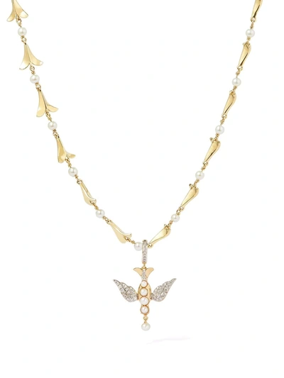 Shop Annoushka X Temperley London 18kt Yellow Gold Lovebirds Pearl Diamond Choker