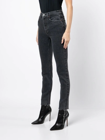 Shop Re/done Comfort-stretch Ankle Crop Jeans In Black