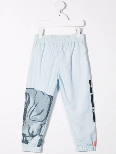 Shop Kenzo Tiger-print Track Pants In Blue