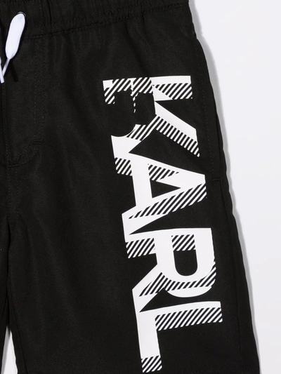 Shop Karl Lagerfeld Logo-print Swim Shorts In Black