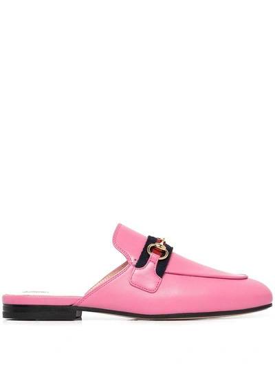 Shop Gucci Princetown Horsebit-detail Almond-toe Mules In Pink