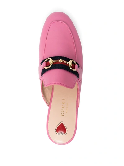 Shop Gucci Princetown Horsebit-detail Almond-toe Mules In Pink