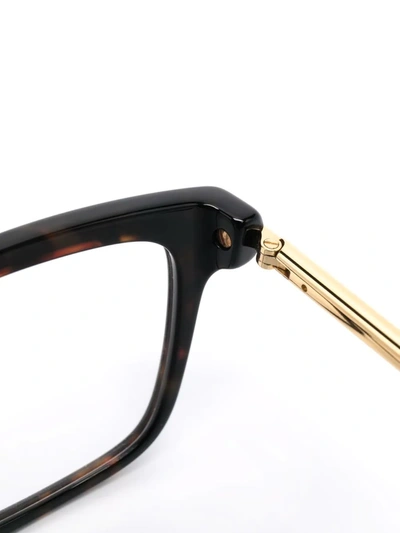 Shop Versace Tortoiseshell-effect Rectangle Glasses In Brown