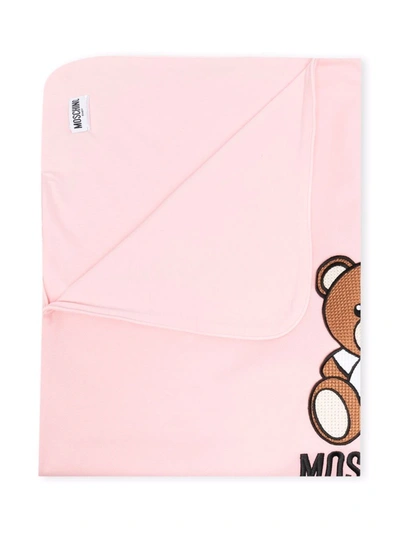 Shop Moschino Toy Bear Print Blanket In Pink