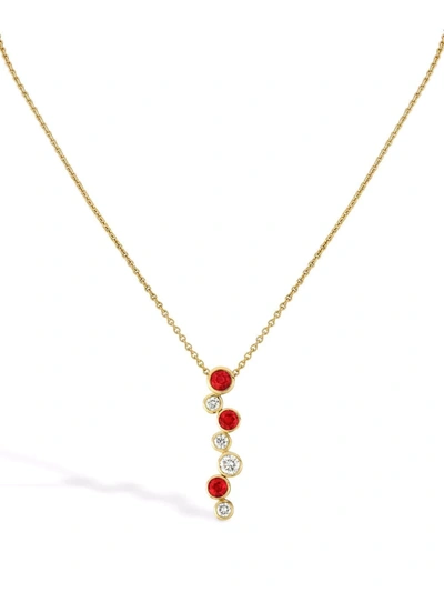Pragnell 18kt Rose Gold Bubbles Ruby And Diamond Drop Pendant Necklace In Pink