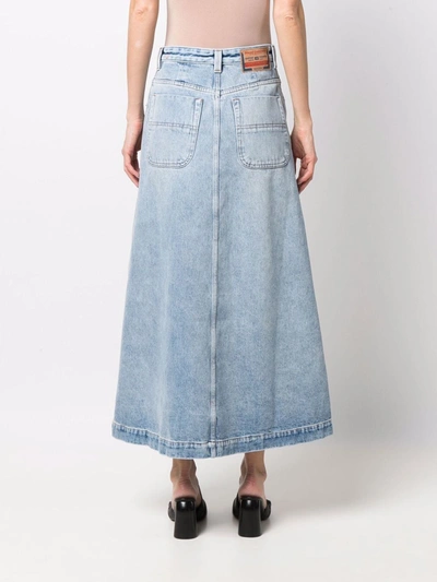 Shop Diesel De-albus-l A-line Denim Skirt In Blue
