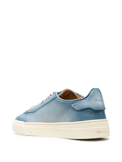 Shop Santoni Faded Low-top Sneakers In Blue