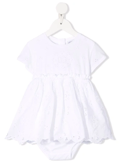 Dolce & Gabbana Broderie Anglaise Dress Set In White