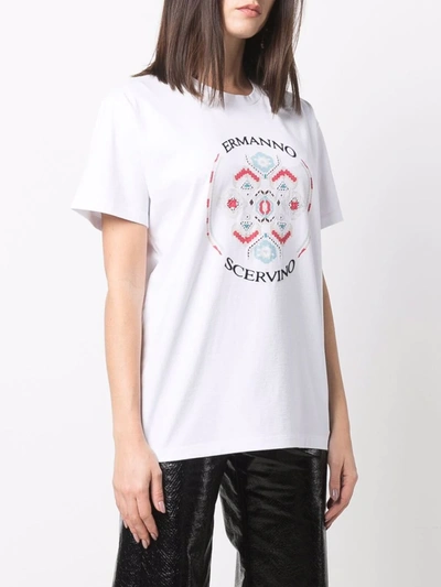 Shop Ermanno Scervino Logo-print Cotton T-shirt In White