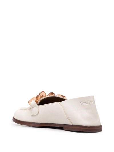 Shop See By Chloé Tortoiseshell-effect Chain-link Loafers In Neutrals