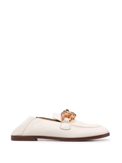Shop See By Chloé Tortoiseshell-effect Chain-link Loafers In Neutrals