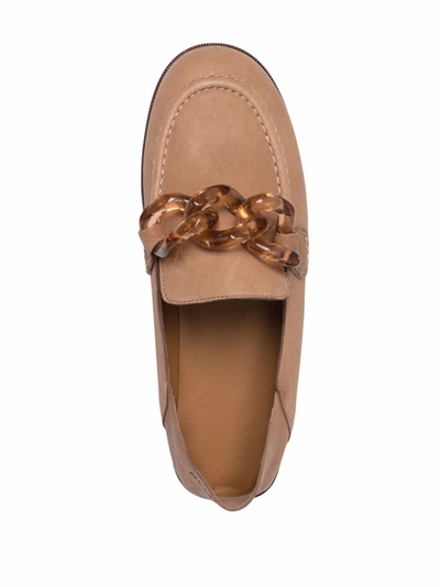 Shop See By Chloé Tortoiseshell-effect Chain-link Loafers In Brown