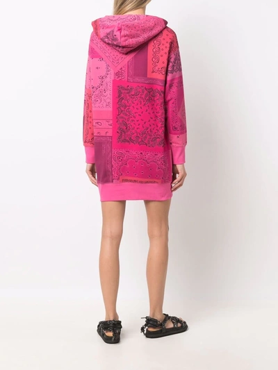 Shop Kenzo Bandana Print Hoodie Dress In Pink