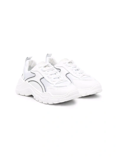 Shop Emporio Armani Logo-print Leather Sneakers In White