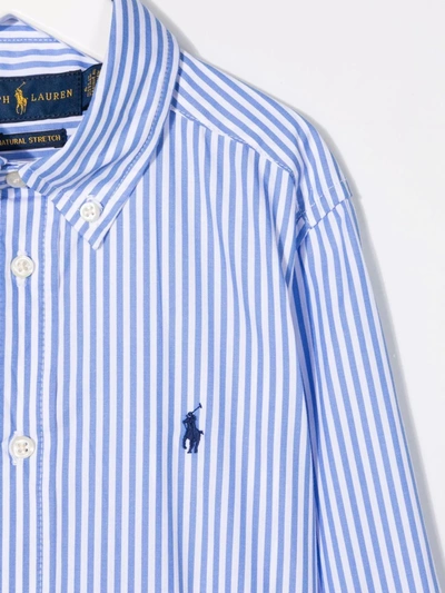 Shop Ralph Lauren Striped Long-sleeved Shirt In Blue