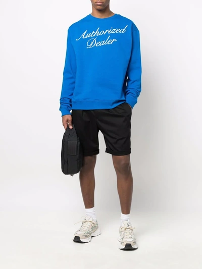 Shop Just Don Authorized Dealer-print Rib-trimmed Sweatshirt In Blue